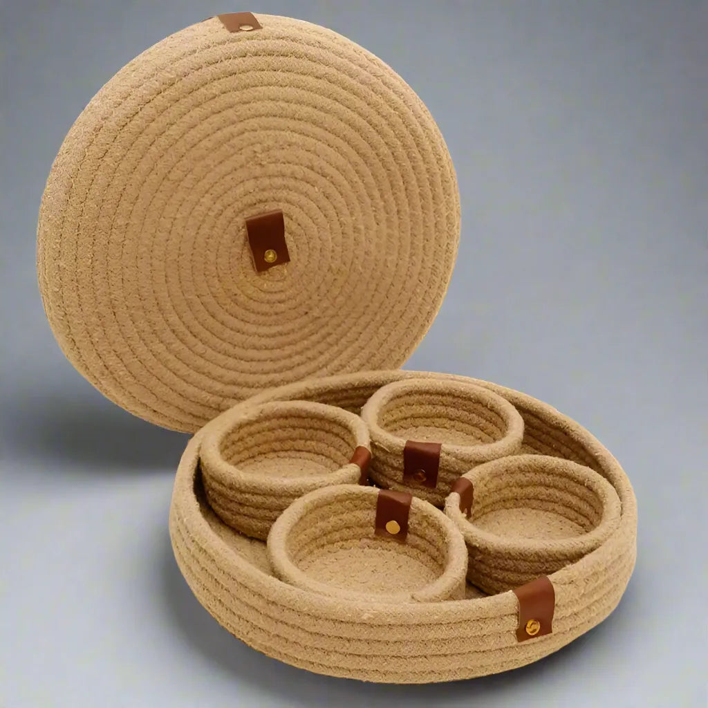 Versatile Cotton Rope Dry Fruit Box with Lid