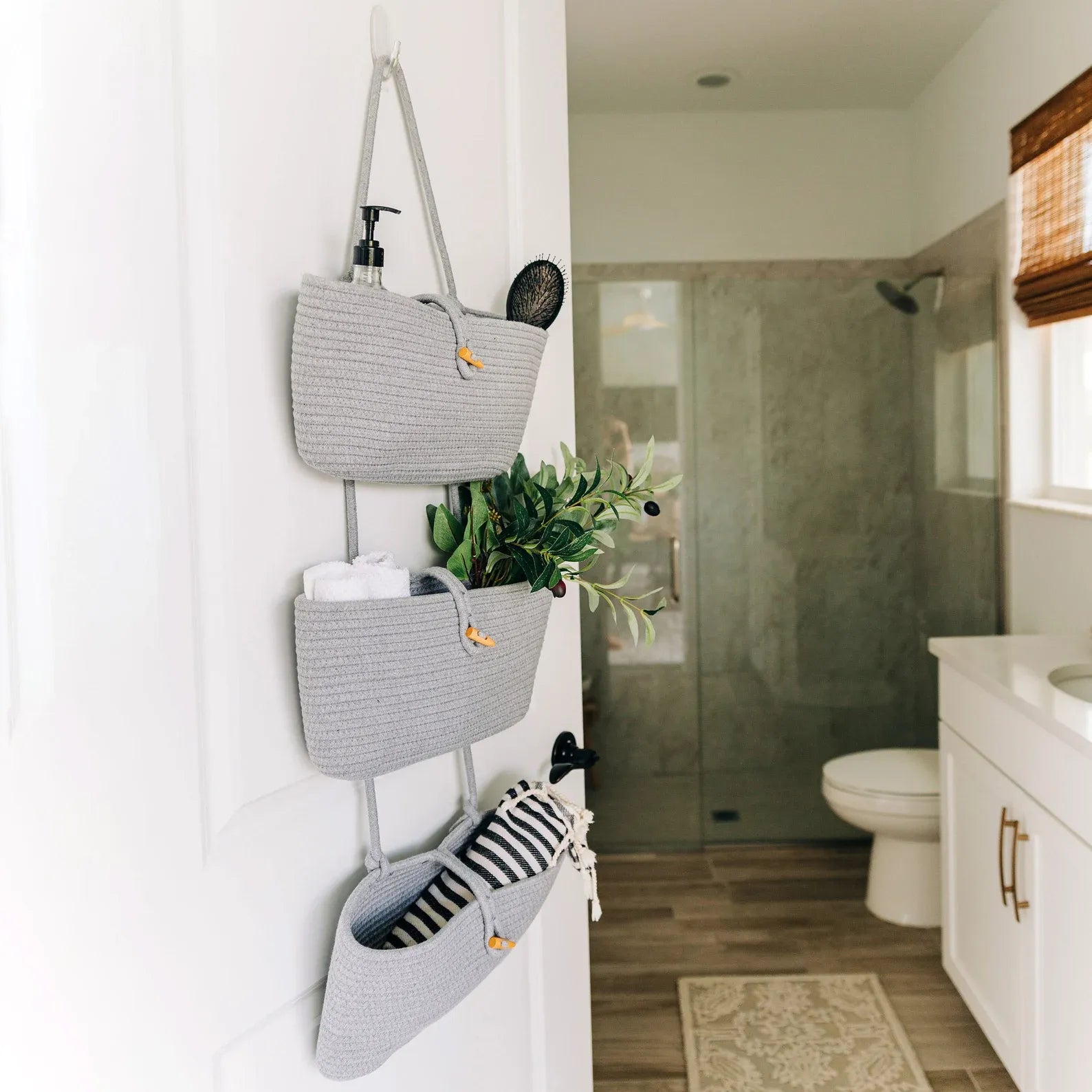 Grey 3-Tier Wall Hanging Baskets Stylish and Functional Storage