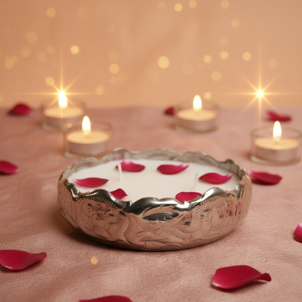 Chandi Urli Candle Silver Decor Festive Diya