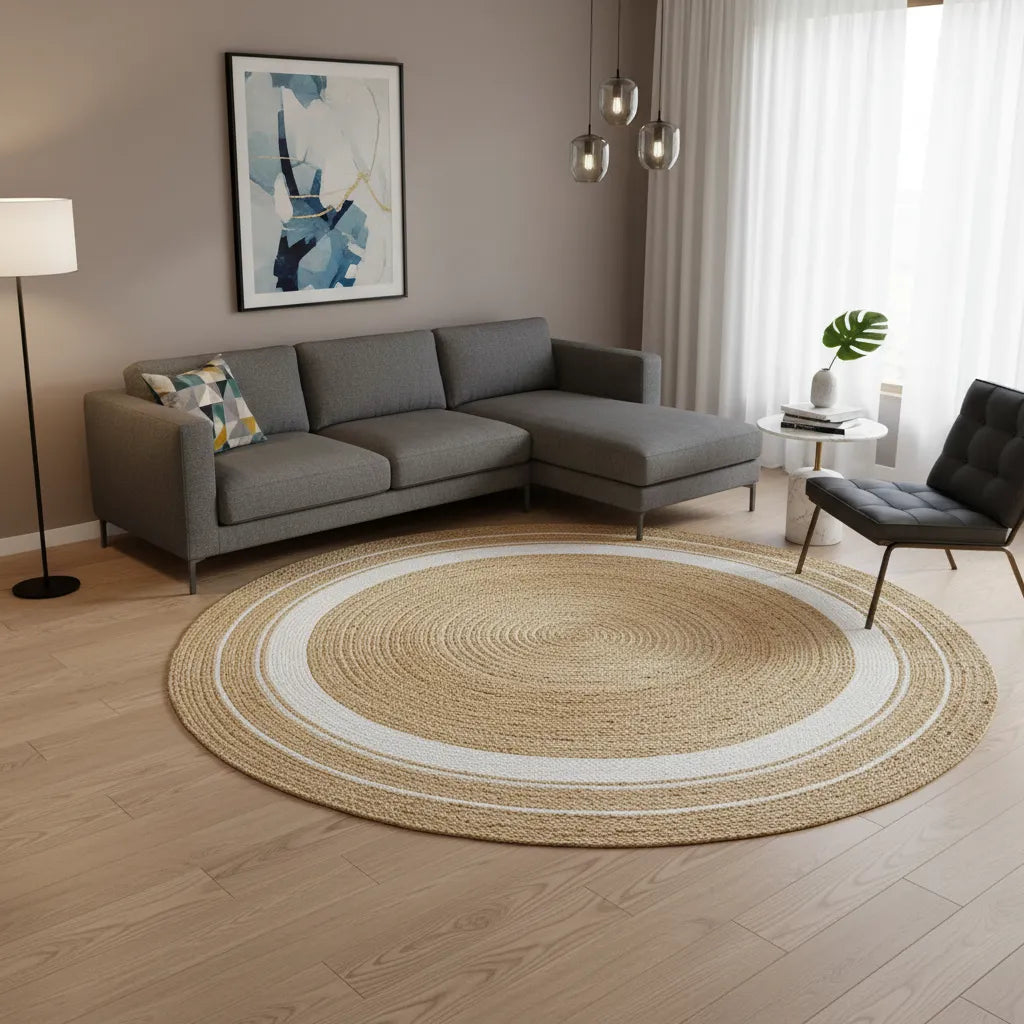 Reversible Jute Rug - Handwoven Braided Mat