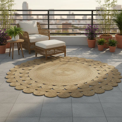 Braided Traditional Natural Jute Rug for Everyday Family Spaces