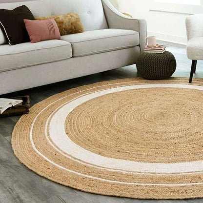 Reversible Jute Rug - Handwoven Braided Mat