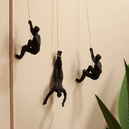 Rock Climbing Men Wall Art Set of 3 - 3D Decor - Black