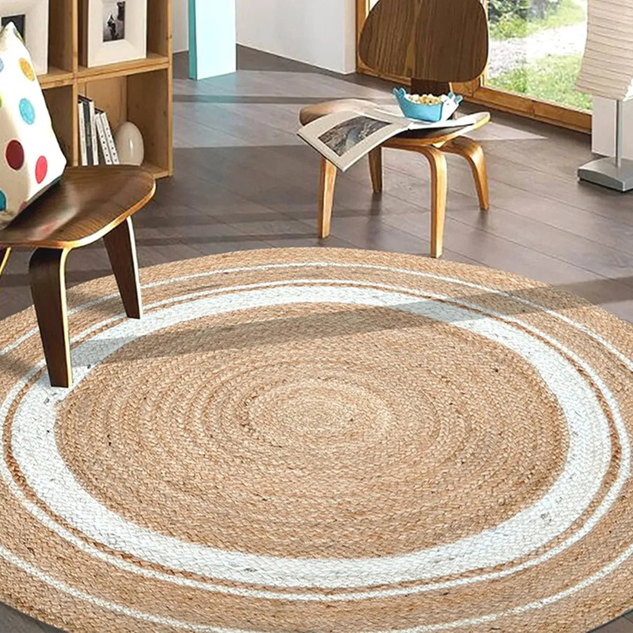 Reversible Jute Rug - Handwoven Braided Mat