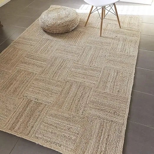 Handmade Natural Braided Jute Rug - Striped Mat