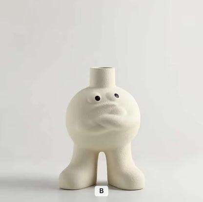 Big Feet Hugging Chest Ceramic Flower Vase