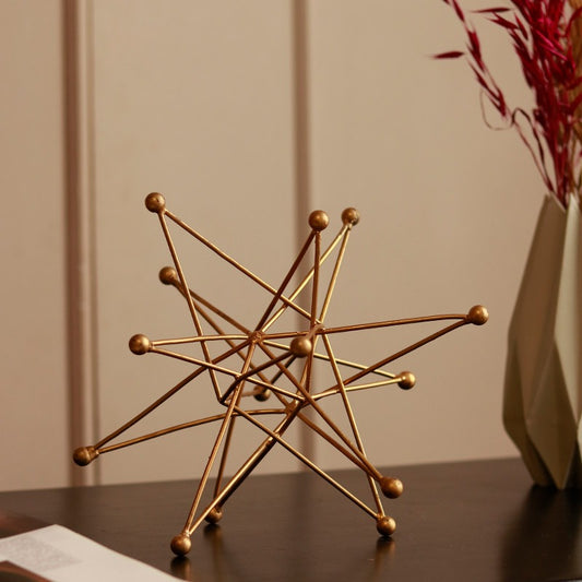 Gold Geometric Star Metal Decor Showpiece
