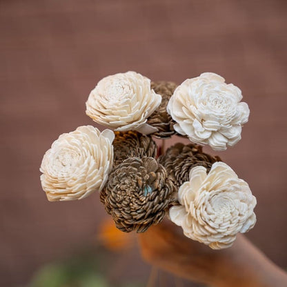 Golden & White Sola Dried Flowers Set for Vase Decor