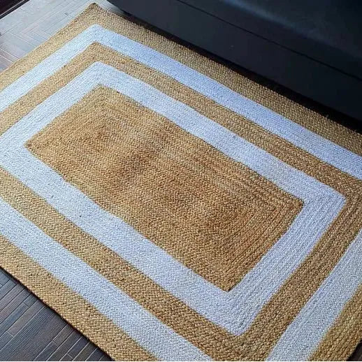 Braided Jute White-Twist Rug - Handwoven Carpet