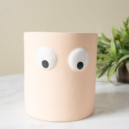 Face Art Ceramic Planter Pot - Beige Indoor Decor