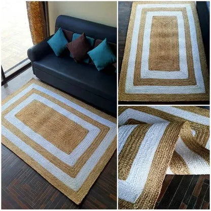 Braided Jute White-Twist Rug - Handwoven Carpet