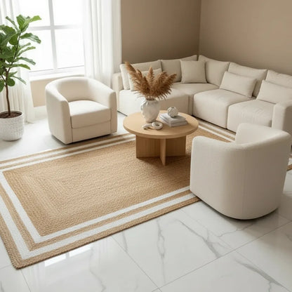 Braided Jute White-Twist Rug - Handwoven Carpet