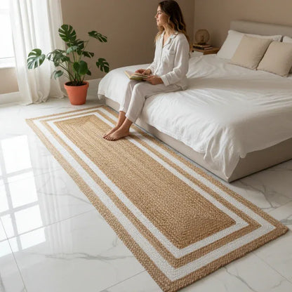 Braided Jute White-Twist Rug - Handwoven Carpet