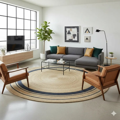 Handmade Jute Area Rug-Natural Boho Mat