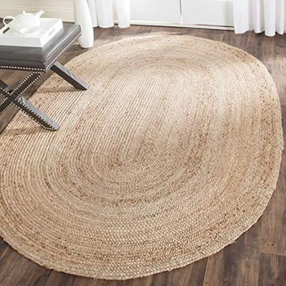 Natural Jute Oval Rug - Classic Braided Weave