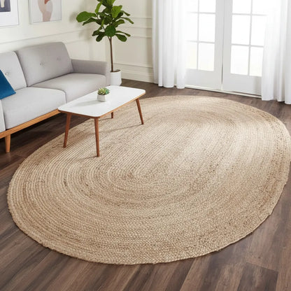 Natural Jute Oval Rug - Classic Braided Weave