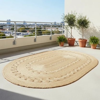 Elegant Oval Jute Braided Home Carpet & Runner