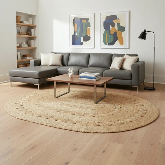 Elegant Oval Jute Braided Home Carpet & Runner