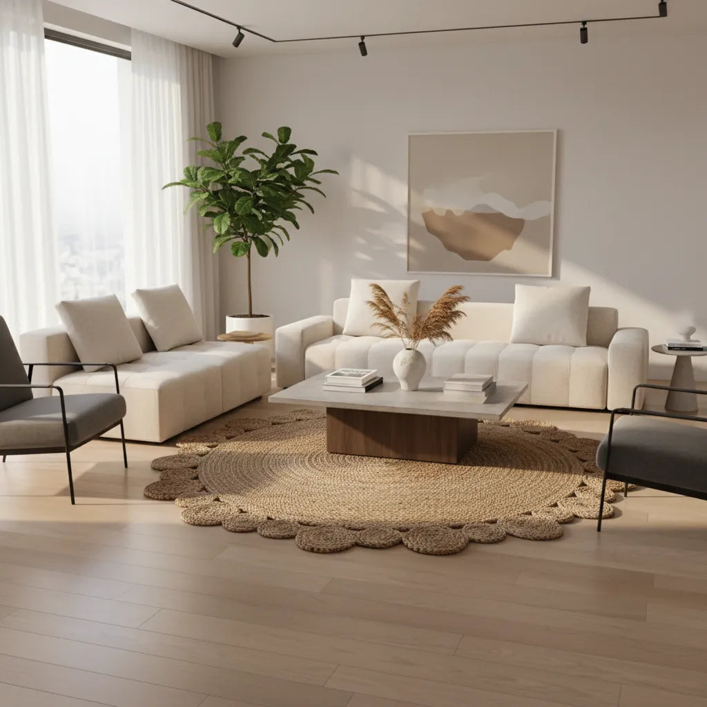 Artisan Designer Reversible Round Jute Rug