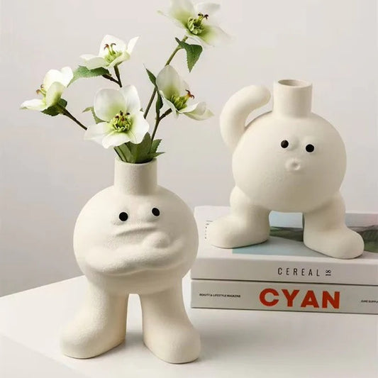 Big Feet Hugging Chest Ceramic Flower Vase