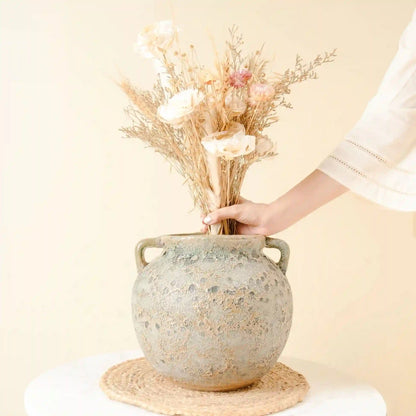 Vintage Ceramic Flower Vase with Dried Bunch