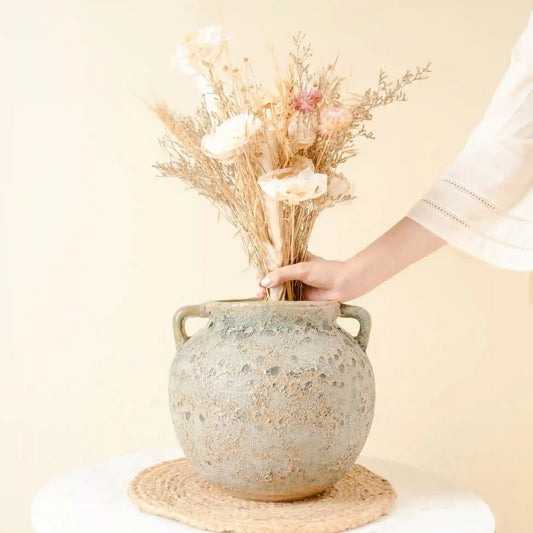 Vintage Ceramic Flower Vase with Dried Bunch