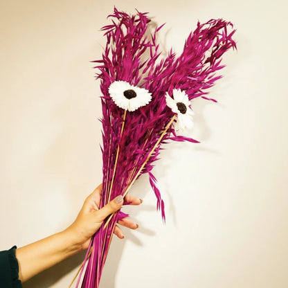 Pink Oats & Sunflower Dried Flower Bunch Set