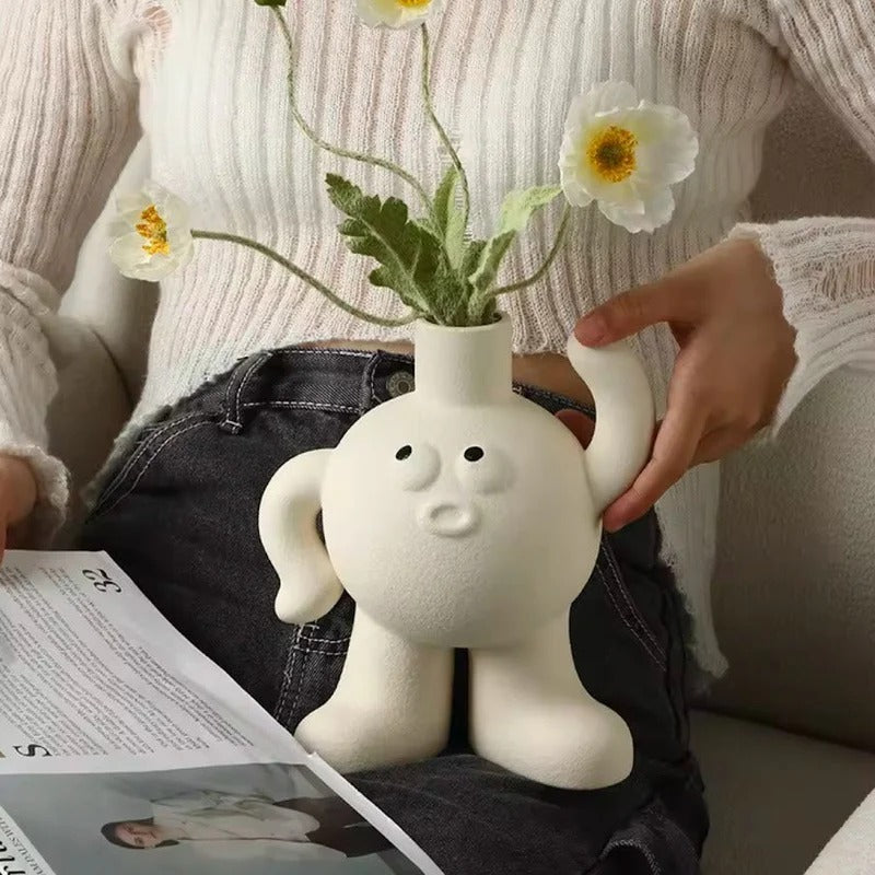 Big Feet Scratching Head Ceramic Planter Vase