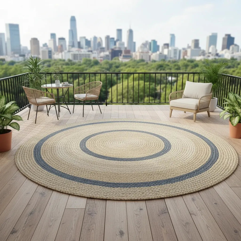 Round Stripe Rug-Handwoven Cotton Floor Mat