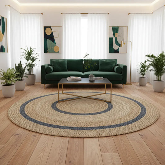 Round Stripe Rug-Handwoven Cotton Floor Mat