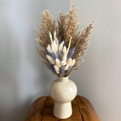 Ceramic Mushroom Vase with Lilac Flower Bunch