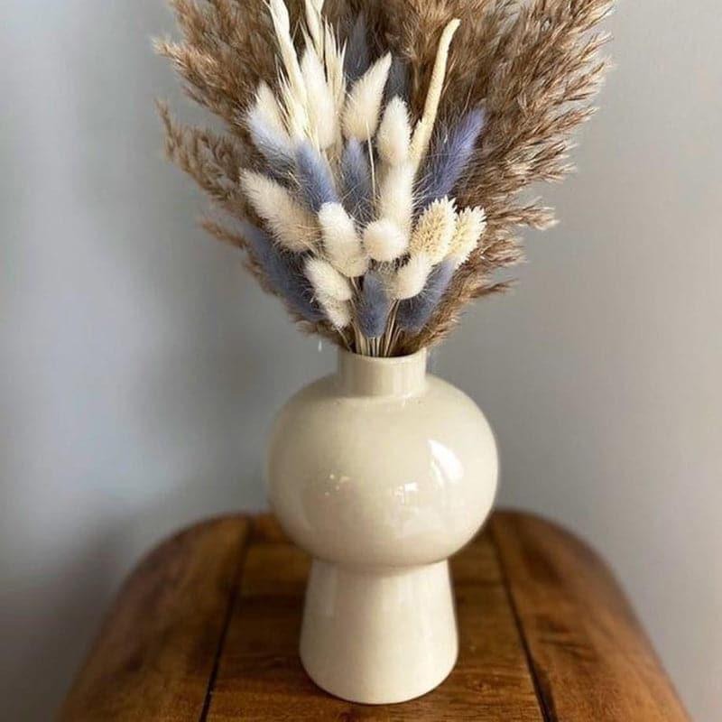 Ceramic Mushroom Vase with Lilac Flower Bunch