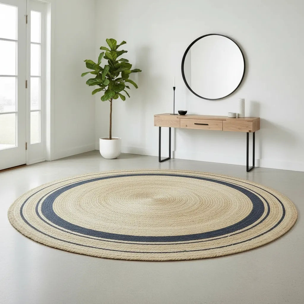 Handmade Jute Area Rug-Natural Boho Mat