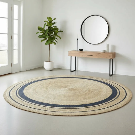 Handmade Jute Area Rug-Natural Boho Mat