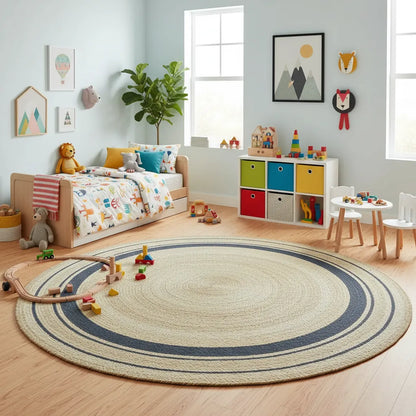 Handmade Jute Area Rug-Natural Boho Mat