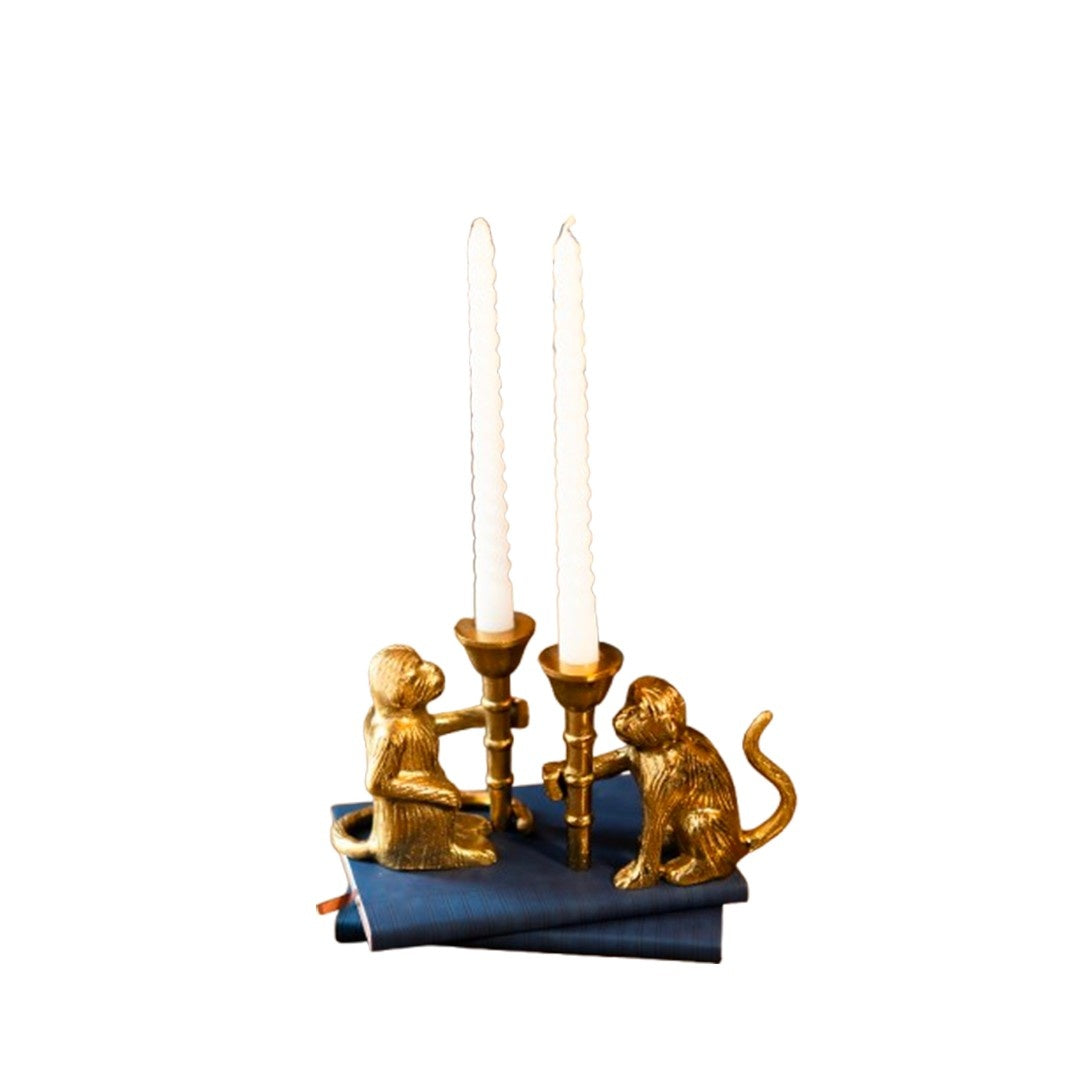 Golden Monkey Candle Holder Set of 2 - Premium Home Decor