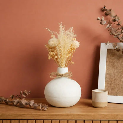 Golden Bloom Ceramic Vase with Dried Flowers