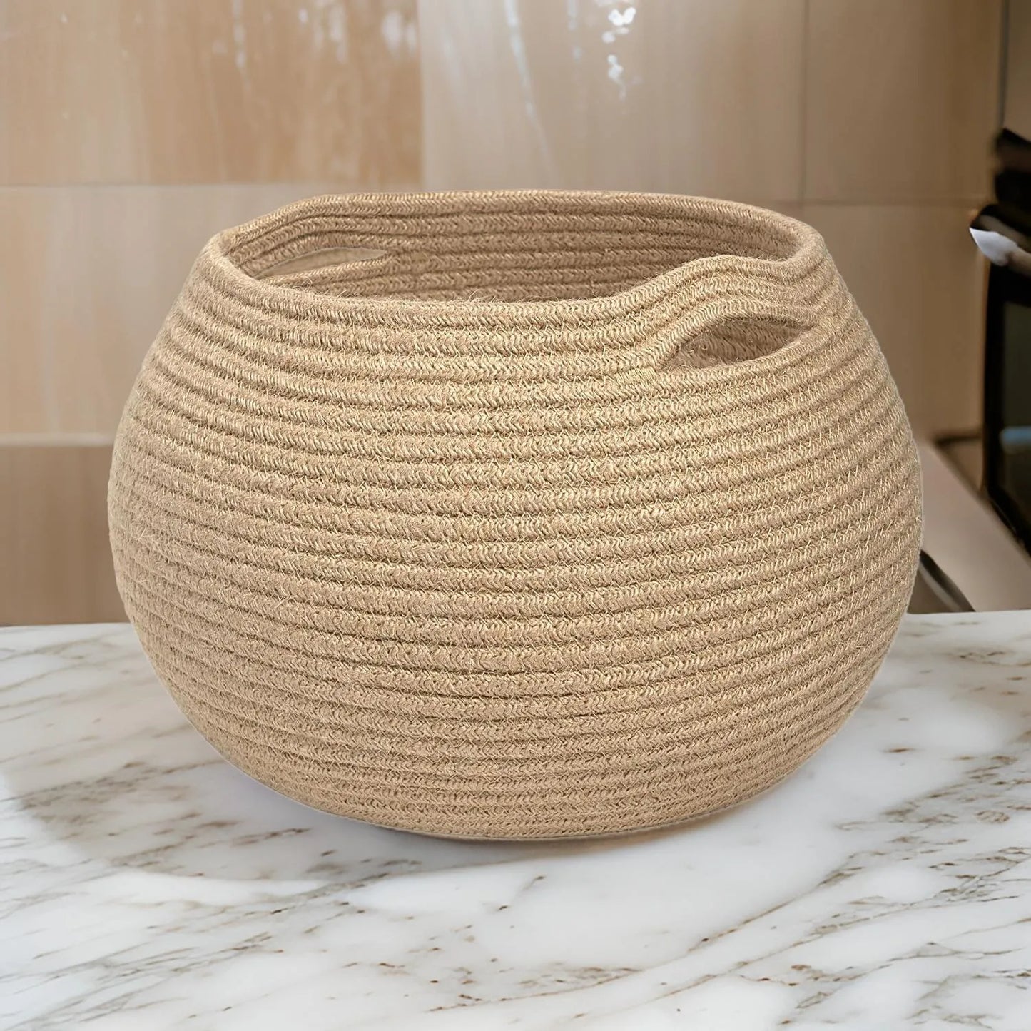 Beige Sphere Storage Basket - 10 inch x 10 inch x 8.3 inch