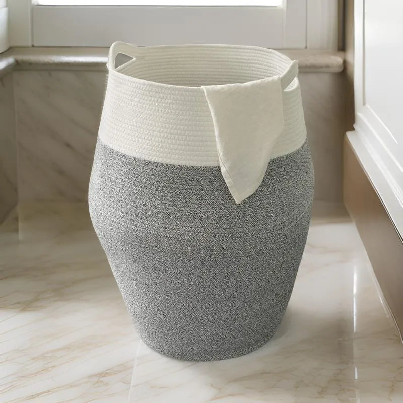 White & Grey Foldable Laundry Basket - Medium, Large