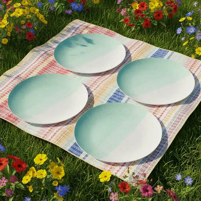 Mint Green & White Ceramic Dinner Plates