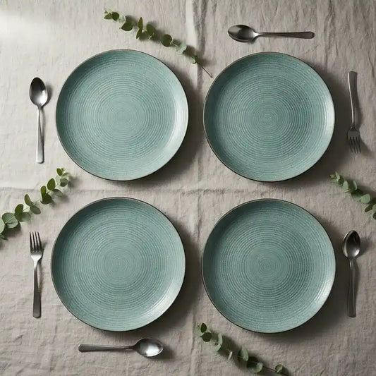 Handcrafted Textured Ceramic Dinner Plates - Sage Green