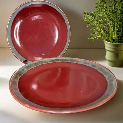 Glazed Red Ceramic Plate - 7 inch & 10 inch