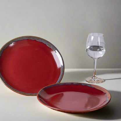 Glazed Red Ceramic Plate - 7 inch & 10 inch