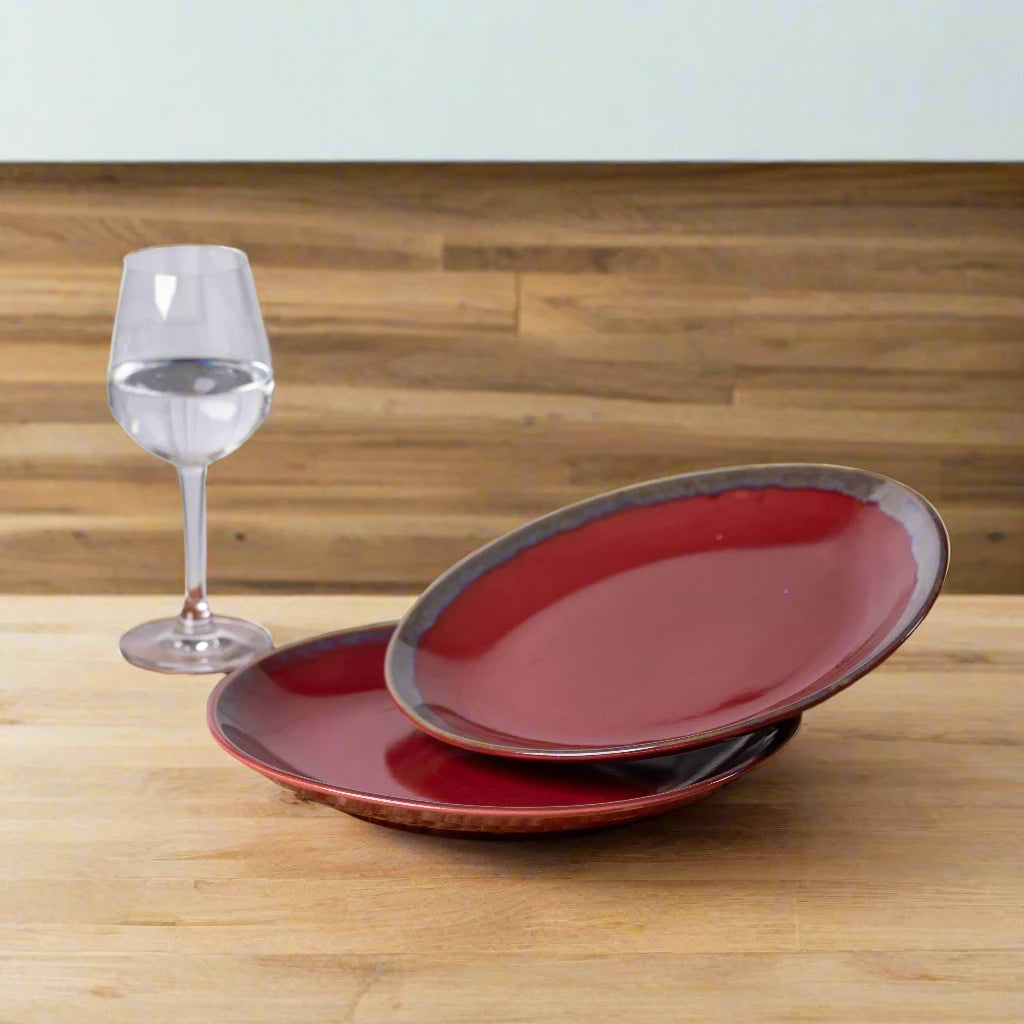 Glazed Red Ceramic Plate - 7 inch & 10 inch