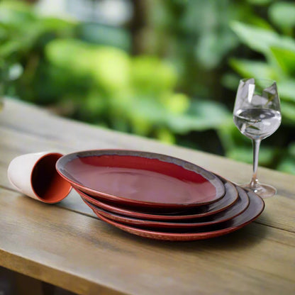 Glazed Red Ceramic Plate - 7 inch & 10 inch