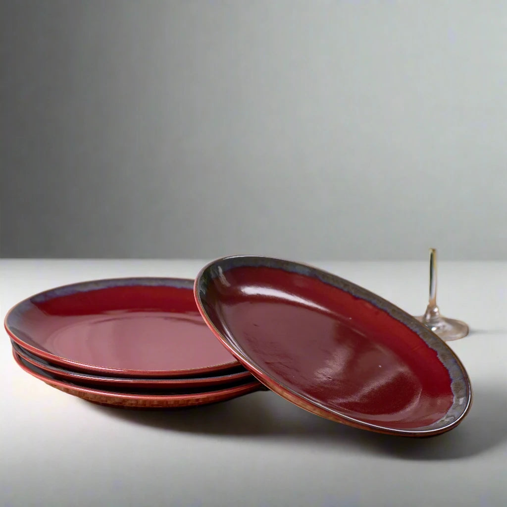 Glazed Red Ceramic Plate - 7 inch & 10 inch