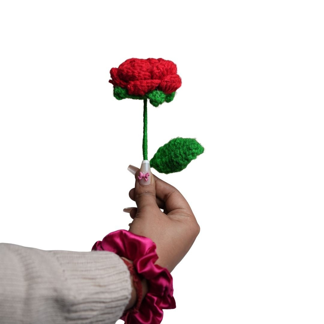Red Crochet Rose Handmade Flower