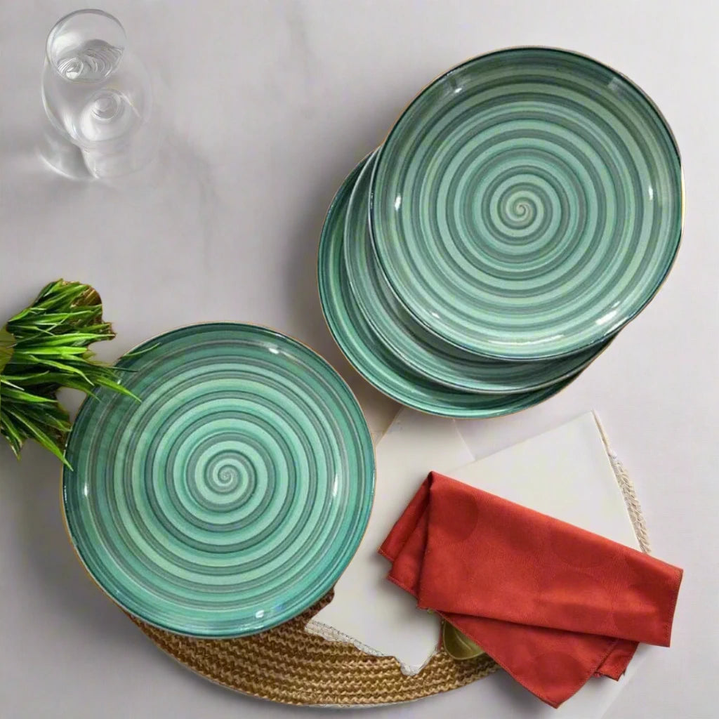 Sea Green Spiral Elegance Plates - 7 inch & 10 inch