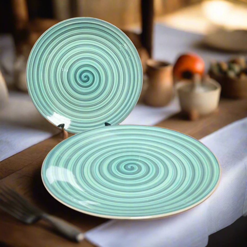 Sea Green Spiral Elegance Plates - 7 inch & 10 inch