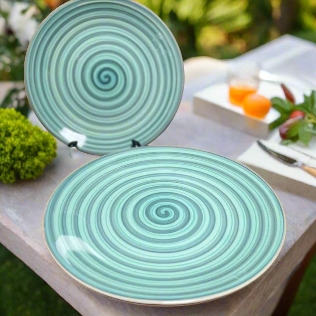 Sea Green Spiral Elegance Plates - 7 inch & 10 inch